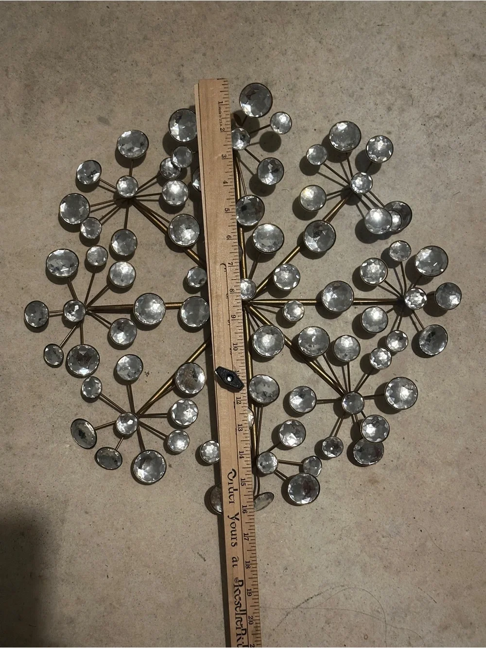 Crystal Burst Metal Wall Art - Clear Crystal and Gold Finish